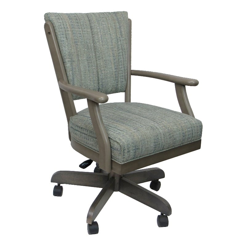 Classic Caster Solid Wood Dining Chair - Aquatint Teal Fabric - New Gray Wood