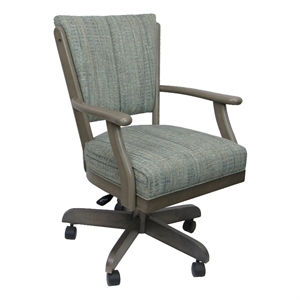 Classic Caster Solid Wood Dining Chair - Aquatint Teal Fabric - New Gray Wood