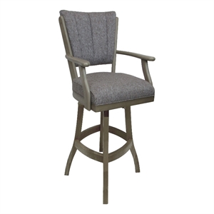 Classic 30&quot Solid Wood Swivel Bar Stool - Mojave Gray Fabric - New Gray Wood