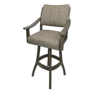 Extra Tall Solid Wood Bar Stool Casa - Driftwood Beige Fabric - Asian Gray Wood