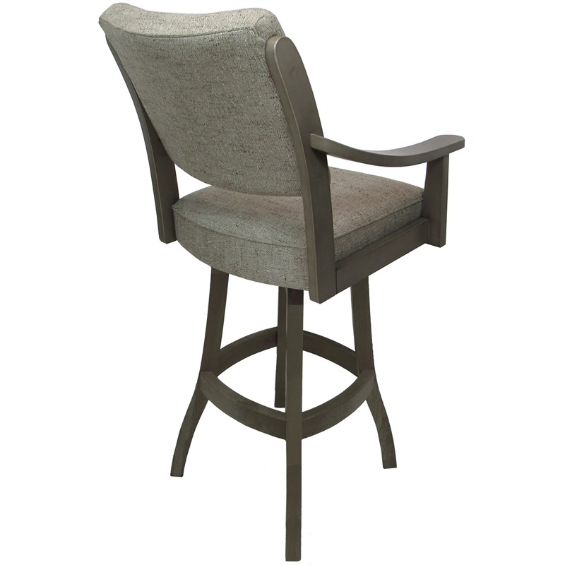 Extra Tall Solid Wood Bar Stool Casa - Driftwood Beige Fabric - Asian Gray Wood