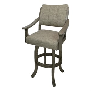 Solid Wood Bar Stool Casa Melina 30&quot Seat - Driftwood Beige Fabric - Asian Gray