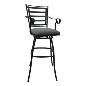 Jenna Counter 26&quot Outdoor/Indoor Swivel Bar Stool - Charcoal Fabric - Black