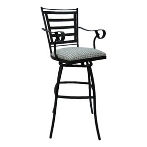 Jenna Counter 26&quot Outdoor/Indoor Swivel Bar Stool in Taupe Fabric on Black Frame