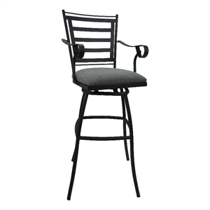 Jenna 30&quot Outdoor/Indoor Fabric Bar Stool in Charcoal - Black