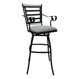 Jenna 30&quot Outdoor/Indoor Swivel Metal Bar Stool in Taupe Fabric on Black Frame
