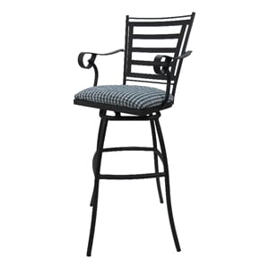 Tobias Designs Jenna 35&quot Extra Tall Bar Stool in Blue Fabric on Black Frame