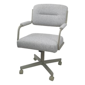 Tobias Designs 38&quot Swivel Metal & Fabric Dining Chair in Beige and Charcoal