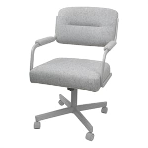 Tobias Designs 38&quot Swivel Metal & Fabric Dining Chair in White and Charcoal