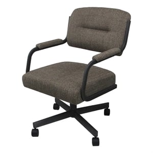 Tobias Designs 38&quot Swivel Metal & Fabric Dining Chair in Gray and Brown