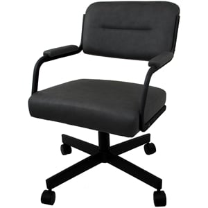 Swivel Metal Caster Dining Chair M-110 - Gray Vinyl - Black