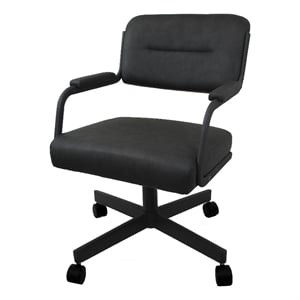 Swivel Metal Caster Dining Chair M-110 - Gray Vinyl - Gray Frame