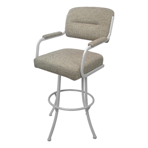 Tobias Designs 30&quot Swivel Metal & Fabric Bar Stool in White and Beige