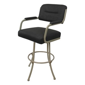 Tobias Designs 30&quot Swivel Metal & Vinyl Bar Stool in Beige and Gray