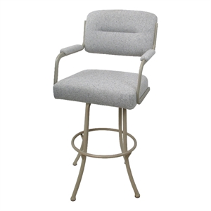 Swivel Extra Tall 34&quot Metal M-110 BarStool-Hemsath Slate Gray Fabric-Beige Frame
