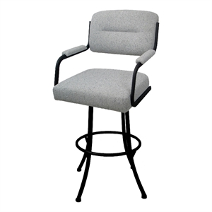 Swivel Extra Tall 34&quot Metal M-110 BarStool-Hemsath Slate Gray Fabric-Black Frame