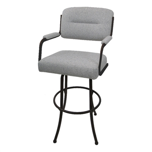 Swivel Extra Tall 34&quot Metal M-110 BarStool-Hemsath Slate Gray Fabric-Brown Frame