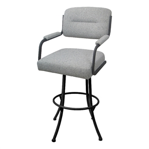 Swivel Extra Tall 34&quot Metal M-110 Bar Stool-Hemsath Slate Gray Fabric-Gray Frame