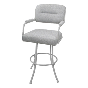 Swivel Extra Tall 34&quot Metal M-110 BarStool-Hemsath Slate Gray Fabric-White Frame