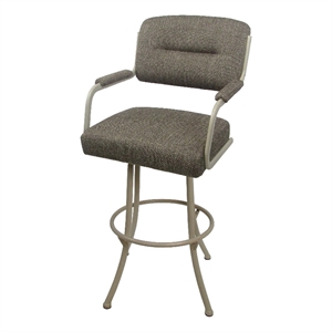 Swivel Extra Tall 34&quot Metal M-110BarStool-Plumley Cocoa Brown Fabric-Beige Frame