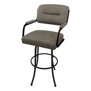 Swivel Extra Tall 34&quot Metal M-110BarStool-Plumley Cocoa Brown Fabric-Brown Frame