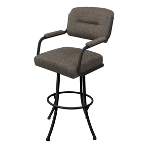 Swivel Extra Tall 34&quot Metal M-110 BarStool-Plumley Cocoa Brown Fabric-Gray Frame