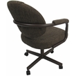 Swivel Tilt Dining Arm Caster Chair in Sanora Brown Fabric on Brown Frame