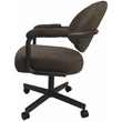Swivel Tilt Dining Arm Caster Chair in Sanora Brown Fabric on Brown Frame