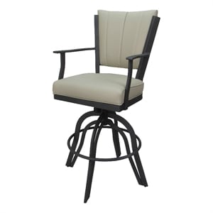 Montana Counter 26&quot Swivel Metal Bar Stool - Ocean Beige Vinyl - Gray Frame