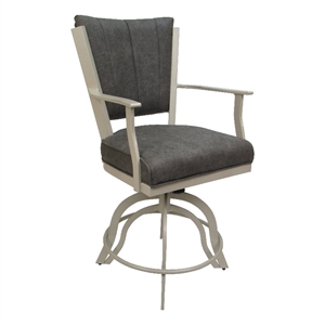 Montana Counter 26&quot SwivelMetalBarStool-Outlier Charcoal Gray Fabric-Beige Frame