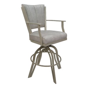 Montana Counter 26&quot Swivel MetalBarStool-Outlier Stucco Beige Fabric-Beige Frame