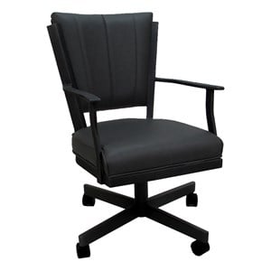 Montana Swivel Metal Dining Caster Chair - Gray Vinyl - Black Frame