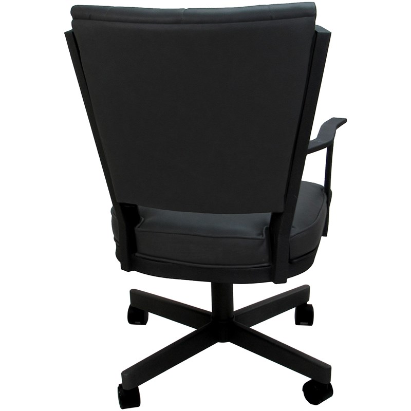 Montana Swivel Metal Dining Caster Chair - Gray Vinyl - Black Frame