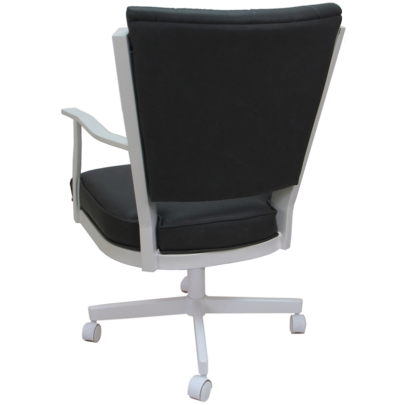 Montana Swivel Metal Dining Caster Chair - Gray Vinyl - White Frame