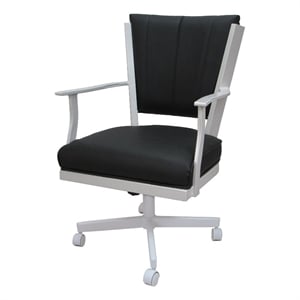 Montana Swivel Metal Dining Caster Chair - Gray Vinyl - White Frame