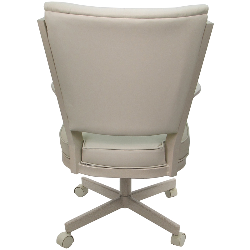 Montana Swivel Metal Dining Caster Chair - Ocean Beige Vinyl - Beige Frame
