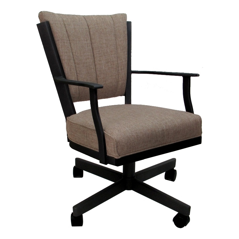 Montana Swivel Metal Dining Caster Chair - Basin Beige Fabric - Black Frame