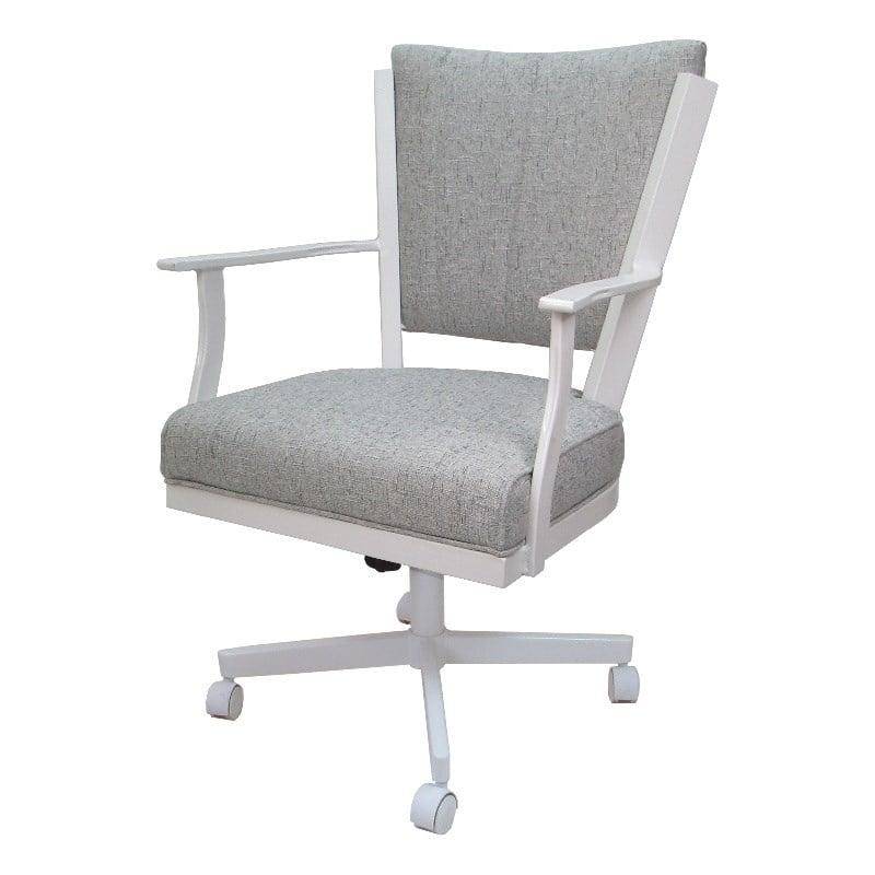 Montana Swivel Metal Dining Caster Chair - Hemsath Slate Gray Fabric-White Frame