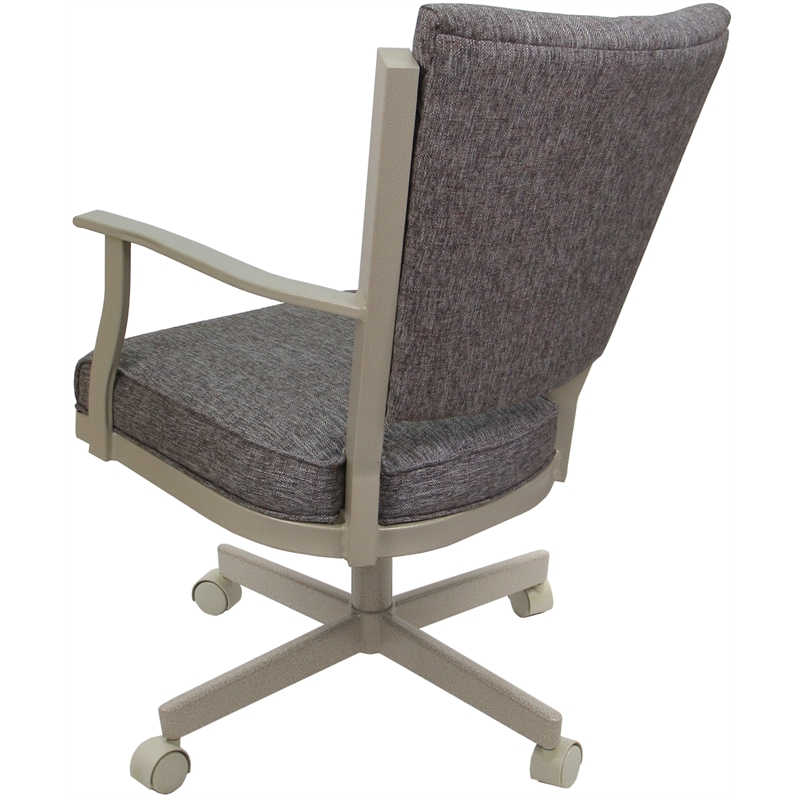 Montana Swivel Metal Dining Caster Chair - Mojave Gray Fabric - Beige Frame
