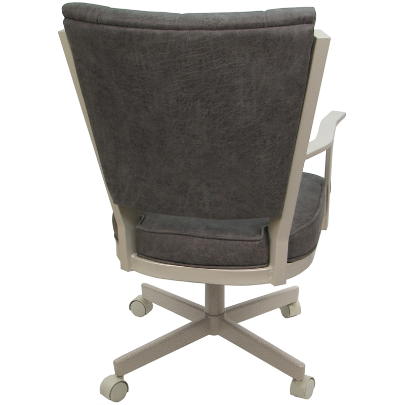 Montana Swivel Metal Dining CasterChair-Outlier Charcoal Gray Fabric-Beige Frame