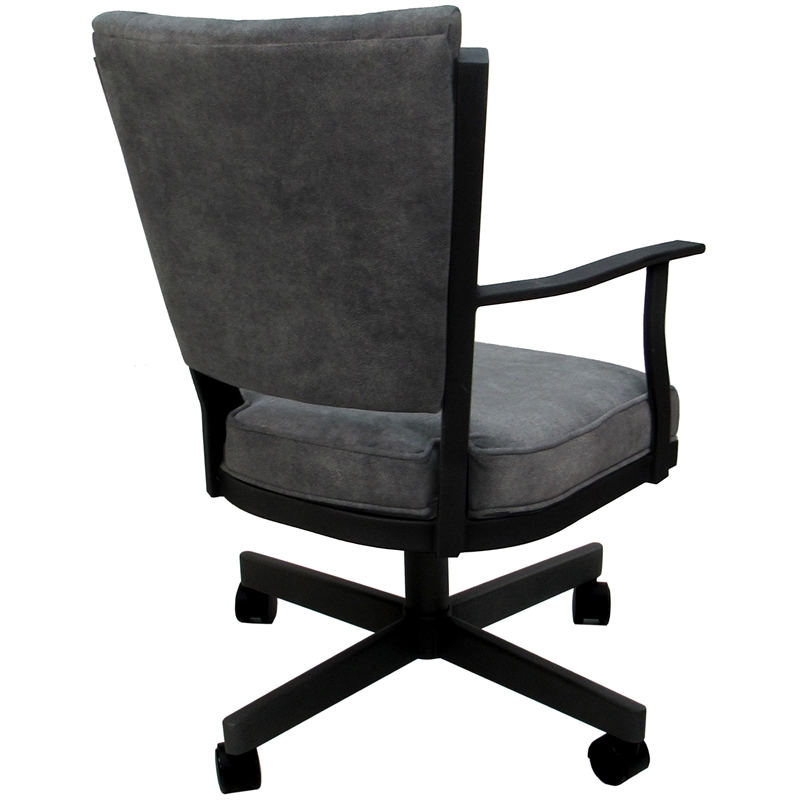 Montana Swivel Metal Dining CasterChair-Outlier Charcoal Gray Fabric-Black Frame