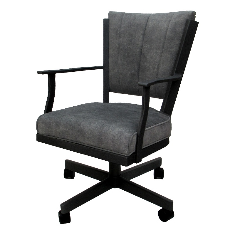 Montana Swivel Metal Dining CasterChair-Outlier Charcoal Gray Fabric-Black Frame