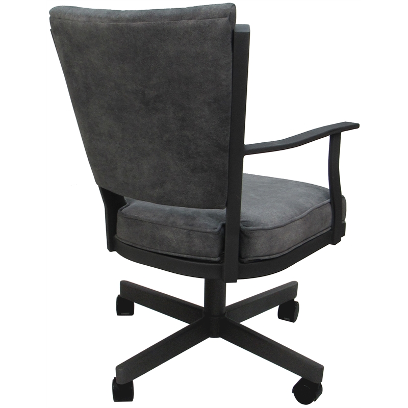 Montana Swivel Metal Dining Caster Chair-Outlier Charcoal Gray Fabric-Gray Frame