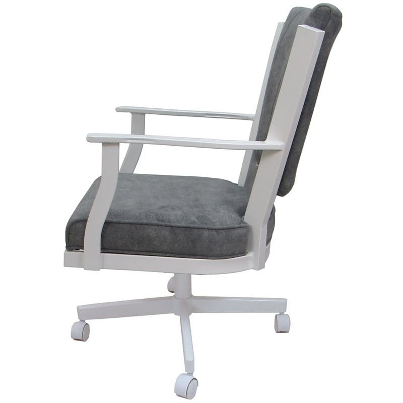 Montana Swivel Metal Dining Caster Chair - Outlier Charcoal Fabric-White Frame
