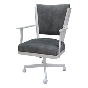 Montana Swivel Metal Dining Caster Chair - Outlier Charcoal Fabric-White Frame