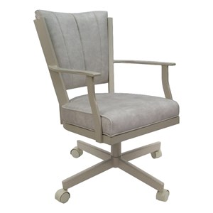 Montana Swivel Metal Dining Caster Chair-Outlier Stucco Beige Fabric-Beige Frame