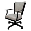 Montana Swivel Metal Dining Caster Chair-Outlier Stucco Beige Fabric-Black Frame
