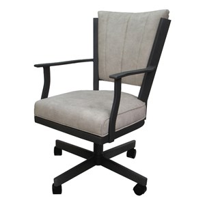 Montana Swivel Metal Dining Caster Chair -Outlier Stucco Beige Fabric-Gray Frame