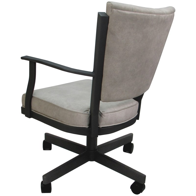 Montana Swivel Metal Dining Caster Chair -Outlier Stucco Beige Fabric-Gray Frame