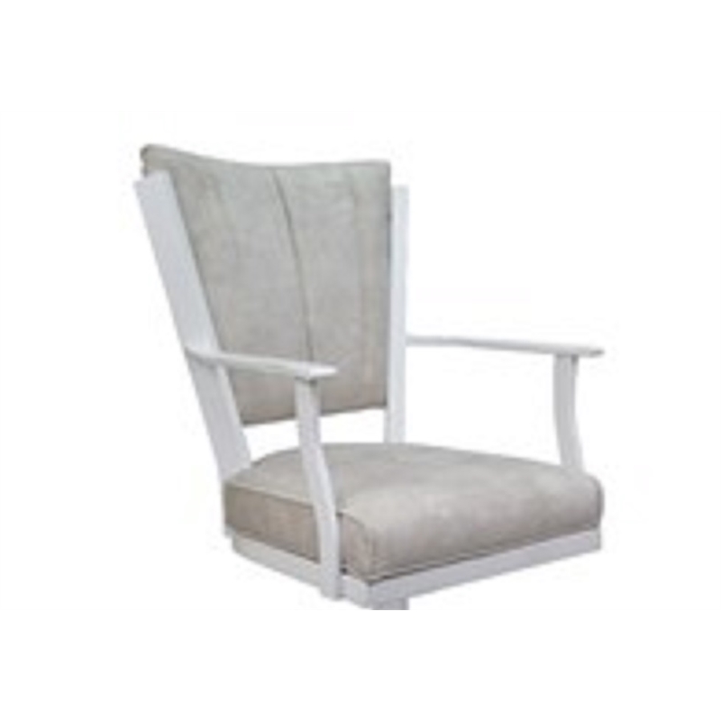 Montana Swivel Metal Dining Caster Chair-Outlier Stucco Beige Fabric-White Frame
